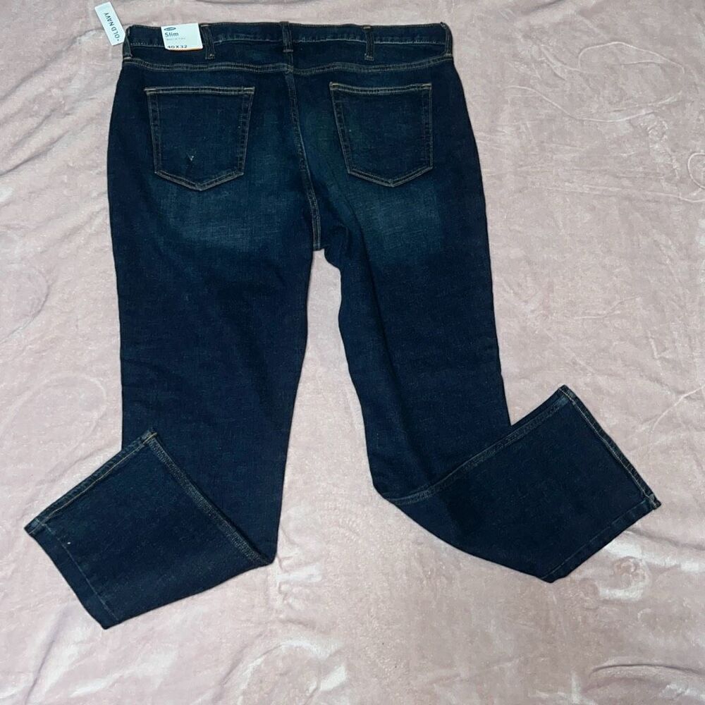 Old Navy Mens Slim Built-In Flex Jeans Dark Wash Denim Pants - Picture 5 of 10